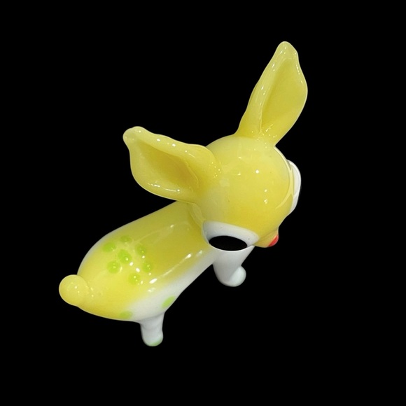 Vintage 1990s Art Glass Miniature Yellow Fawn Mini Sculpture - Unique Whimsical - Picture 7 of 12